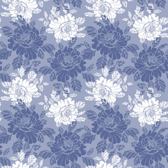 Fototapeta na wymiar Seamless damask pattern, delicate rose flowers on a light background. Pastel colors. Background, print, textile, vector