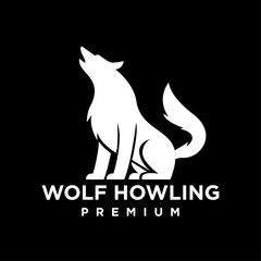 Wolf howling logo icon design illustration