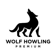 Wolf howling logo icon design illustration