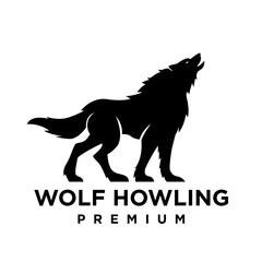 Wolf howling logo icon design illustration