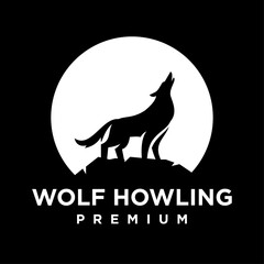 Wolf howling logo icon design illustration