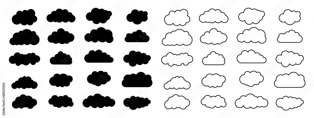 Wall mural cloud line vector icon. set of cloud line isolated signs or icon. abstract shape. linear graphic. cl