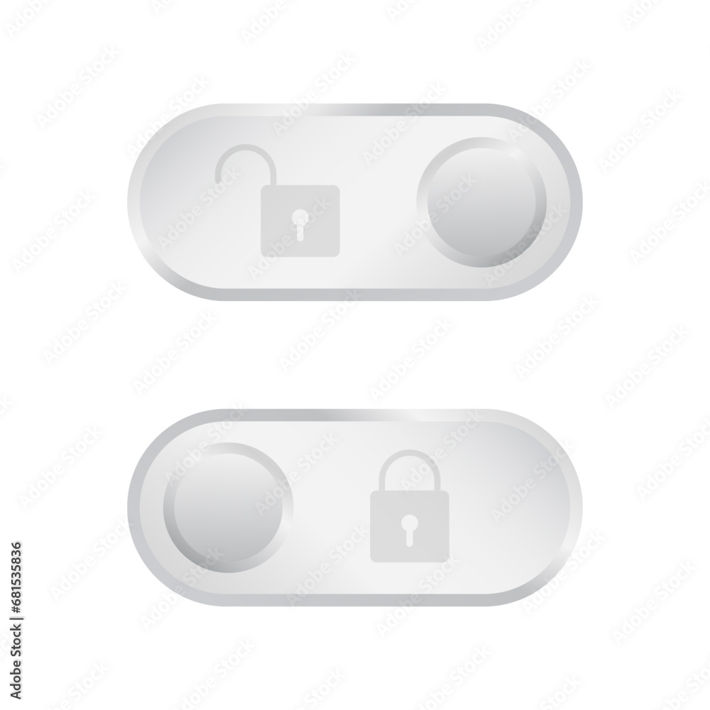 Poster neumorphic lock and unlock slide buttons set. user web interface elements with shadow in neumorphism
