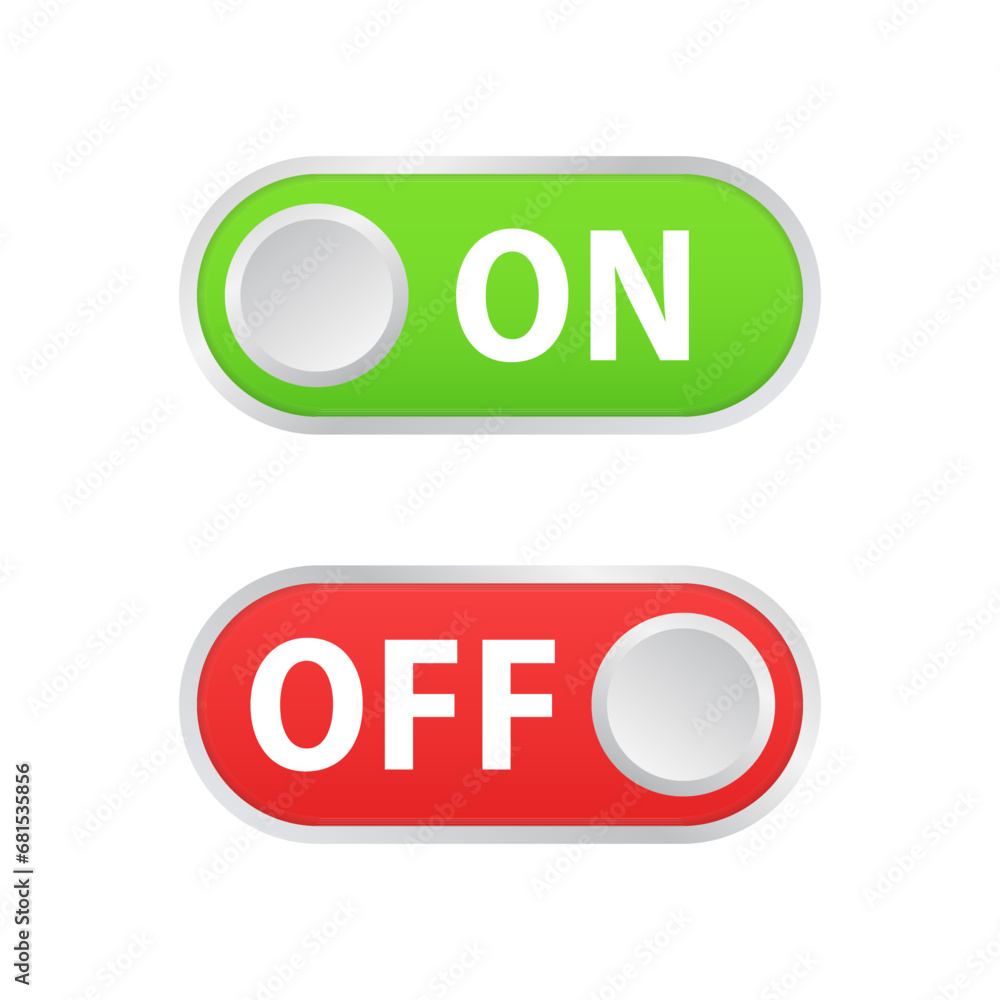 Poster flat icon on and off toggle switch button vector format. slider on and off buttons. vector illustrat