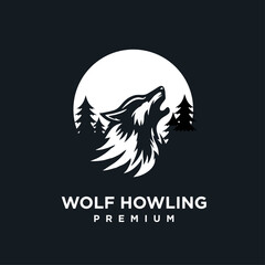 Wolf howling head logo icon design illustration