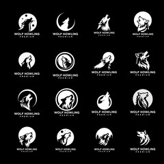 Wolf howling head logo icon design illustration © Alpha Vector