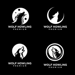Wolf howling head logo icon design illustration