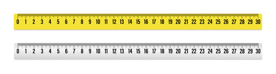 Yellow And Gray Tape Measure measure tape ruler 30 cm yellow school measure ruler. Metric measurement. School equipment. Realistic tape for tool roulette in flat style. Vector illustration