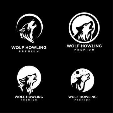 Wolf howling head logo icon design illustration