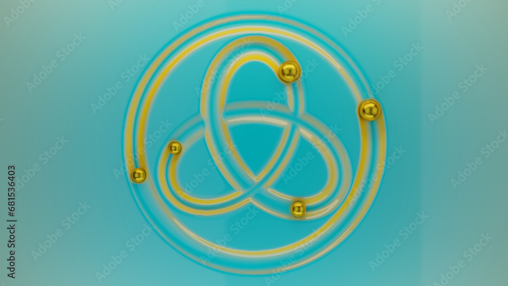 Poster 3d rendering, an abstract background of a blue surface on which balls have squeezed out a pattern. s