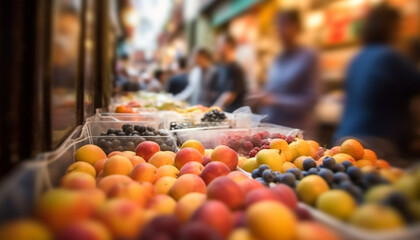 Fresh fruits and vegetables for healthy eating at the supermarket generated by AI