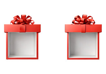 blank gift box product display showcase mock up stand with red ribbon bow isolated on white grey background with shadow minimal conceptual 3D rendering1