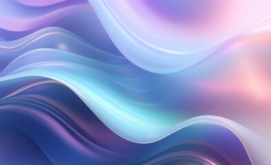 Obraz premium Iridescent, fabric and wave flow render on a white background for design, wallpaper or backdrop. Colourful, vibrant material and holographic fluid closeup of curves graphic for science, 3d art and cr