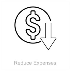 Reduce Expenses and low icon concept 
