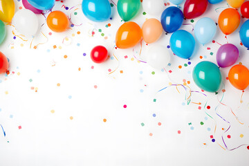 Template with color balloons for congratulation. Balloons with sparkles high detailed  background