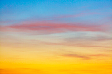 morning clouds and sky,Real majestic sunrise sundown sky background with gentle colorful clouds without birds. Panoramic, big size