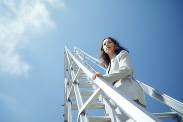 woman on a ladder