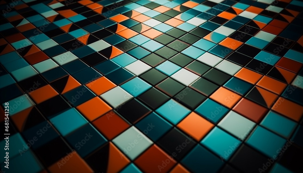 Poster geometric mosaic backdrop with vibrant colors and textured effect generated by ai