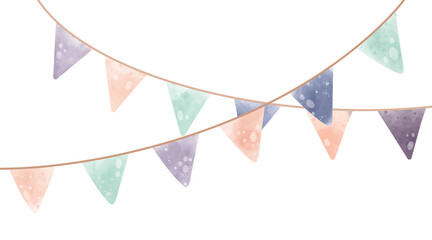 flag bunting Watercolor illustration carnival garland birthday new year baby shower party decoration banner colorful pennant
 - Powered by Adobe