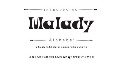Malady Vintage decorative font. Lettering design in retro style with label. Perfect for alcohol labels, logos, shops and many other.