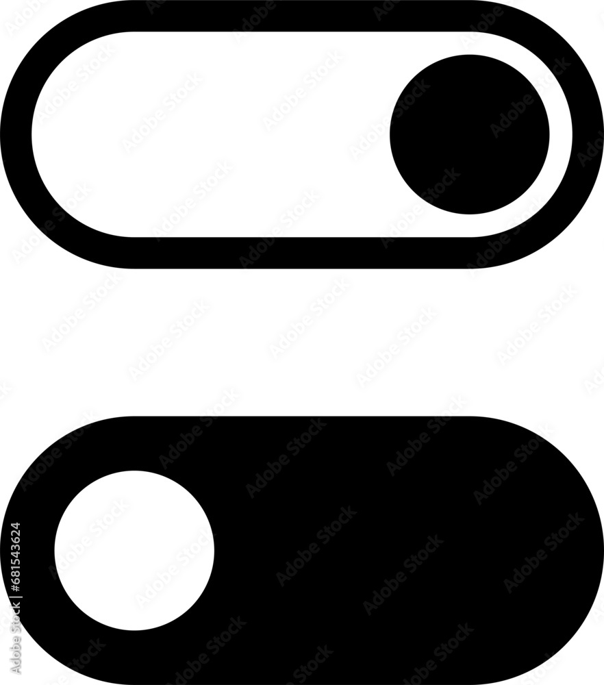 Poster on off switch light day or dark night mode toggle button slider icon set. vector image.
