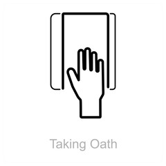 Fototapeta premium Taking Oath and hand icon concept