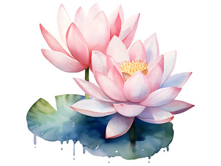 Watercolor Lotus Flower Illustrator Vector