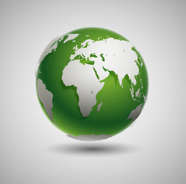 Green Earth planet illustration showcasing nature, sustainability, and global ecosystem essence. World ecology and eco- friendly globe icon design