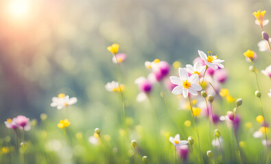 Spring flowers create a smooth background