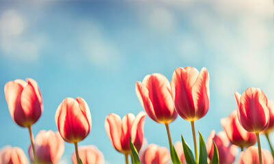 Spring tulips adorn a serene and smooth landscape