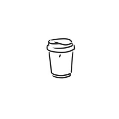 Hand drawn vector abstract graphic doodle minimalistic line illustrations collection with brewing coffee,preparing coffee drink. Coffee vector drawing icon.Simple coffee paper cup icon design concept.
