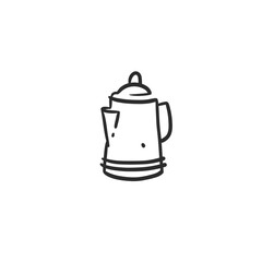 Hand drawn vector abstract graphic doodle simple minimalistic line illustrations with coffee brewing equipment ,preparing coffee drinks. Coffee vector drawing icon isolated.Coffee shop design concept.