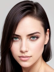 Naklejka premium Portrait of a beautiful European girl. Generative AI