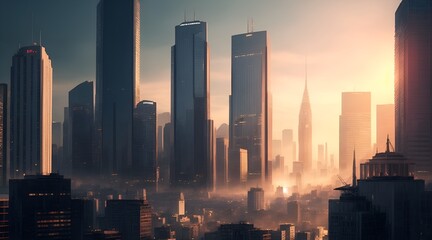 Fototapeta premium skyscrapers in the sunset