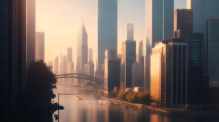 Obraz premium sunset over the city