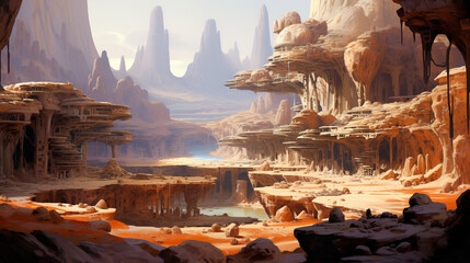 A Canyon Filled with Rocks. Generative Ai