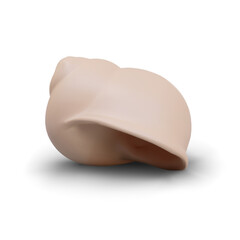 Beautiful brown twisted shell. Outer protective skeletal formation. Mediterranean culture concept. Vector illustration in 3D realistic style with shadow