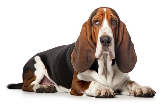 Basset Hound cute dog isolated on white background