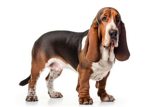 Basset Hound cute dog isolated on white background