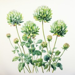 clover detailed watercolor painting fruit vegetable clipart botanical realistic illustration