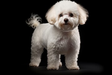 Obraz premium Bichons Frise cute dog isolated on black background