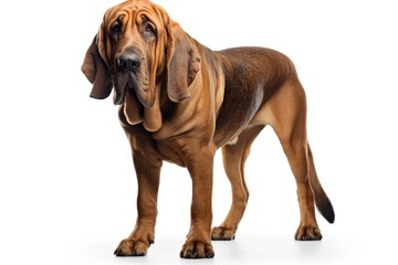 Bloodhound cute dog isolated on white background - obrazy, fototapety, plakaty
