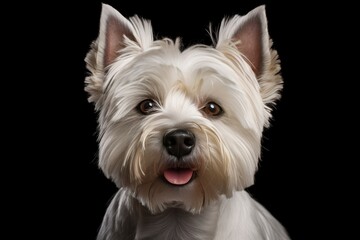 Fototapeta premium West Highland White Terrier cute dog isolated on black background