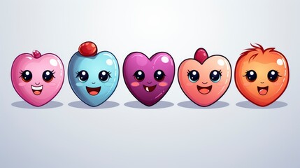 Obraz premium Sticker Pack Funny Cartoon Hearts Elements,Valentine Day Background, Background For Banner, HD