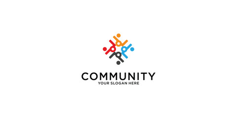 People community logo design| logo template can represent unity and solidarity in group| premium vector
