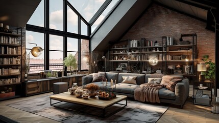 Casual loft with a spectacular wallpaper