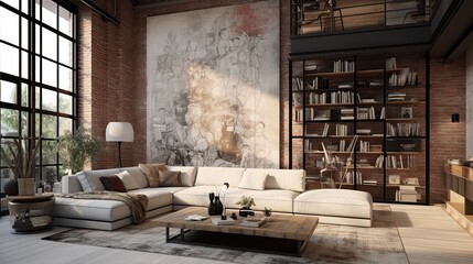 Casual loft with a spectacular wallpaper
