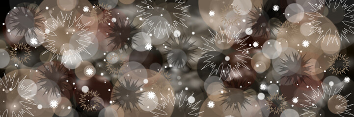 dark christmas background with snowflakes, pattern with snowflakes on magical black defocused background, with circles, abstract celebration christmas background, dark bokeh background, winter design	