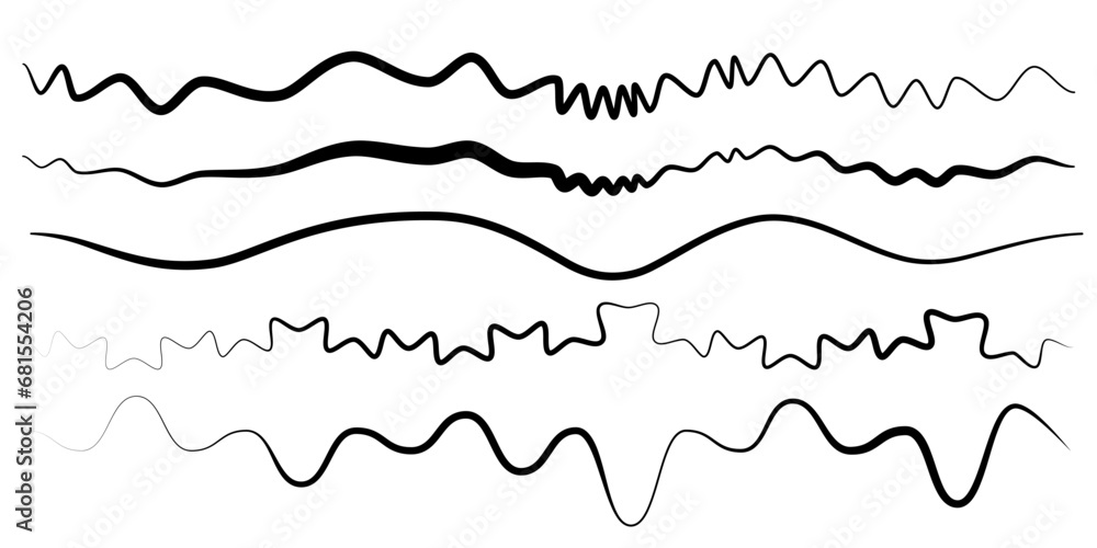 Fototapete wave curve, flow pattern, vector design element. abstract dynamic stroke, linear graphic rays. sound