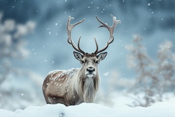 Naklejka na ściany i meble Reindeer in the spring embodying renewal and nature's seasonal beauty